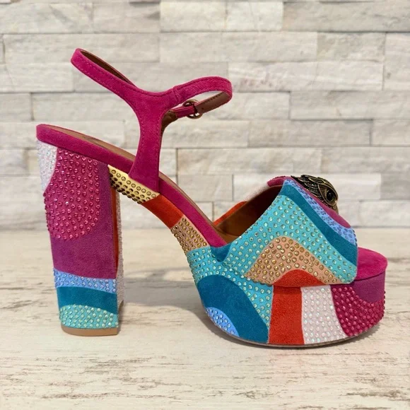 Kurt Geiger London SZ 38.5 Kensington Glitz Wavy  Rhinestone Platform Sandals - Picture 6 of 14